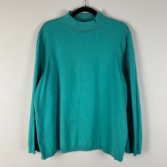 Talbots Mock Neck Sweater Womens 3X Cotton Blend Turqoise Blue - Picture 1 of 9